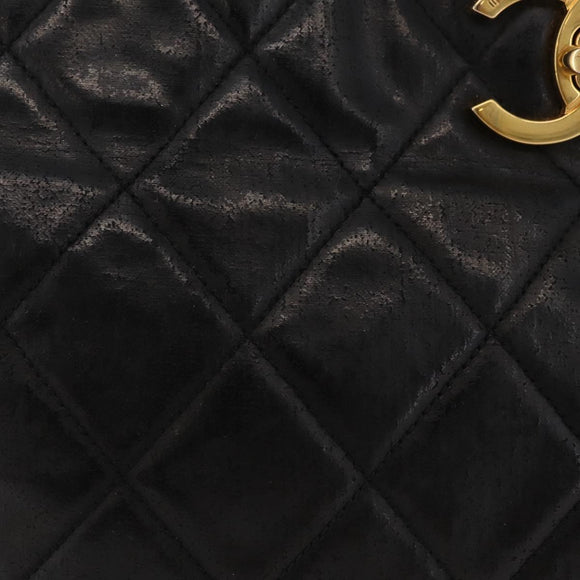 CHANEL Matelasse Chain Shoulder Bag Patent leather Black Gold CC Auth bs37212