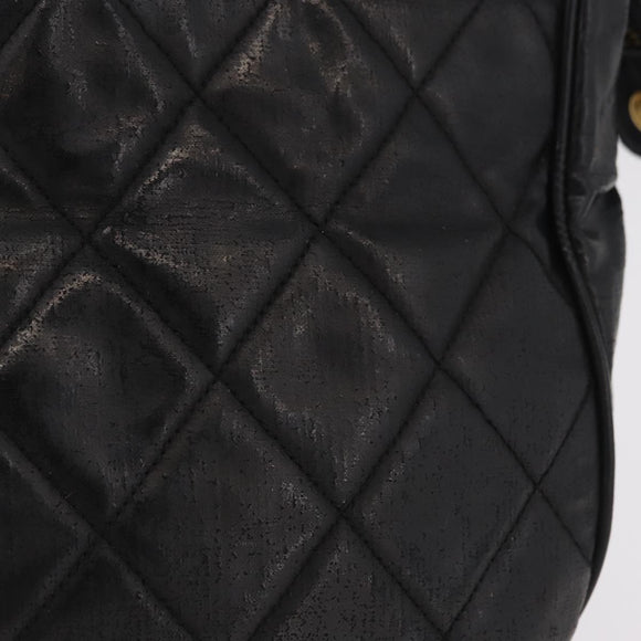 CHANEL Matelasse Chain Shoulder Bag Patent leather Black Gold CC Auth bs37212