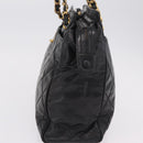 CHANEL Matelasse Chain Shoulder Bag Patent leather Black Gold CC Auth bs37212-6