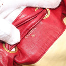 CHANEL Bicolore Shoulder Bag Lamb Skin Red Gold CC Auth bs37213-21