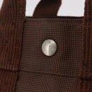 HERMES Her Line Tote PM Tote Bag Canvas Brown Silver Auth bs37214-17