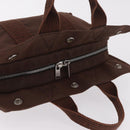 HERMES Her Line Tote PM Tote Bag Canvas Brown Silver Auth bs37214-6
