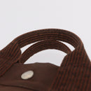 HERMES Her Line Tote PM Tote Bag Canvas Brown Silver Auth bs37214-8