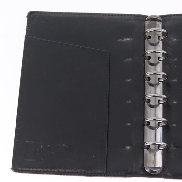 FENDI Zucchino Canvas Day Planner Cover Navy Silver Auth bs37215