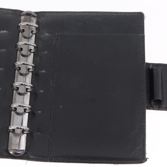 FENDI Zucchino Canvas Day Planner Cover Navy Silver Auth bs37215