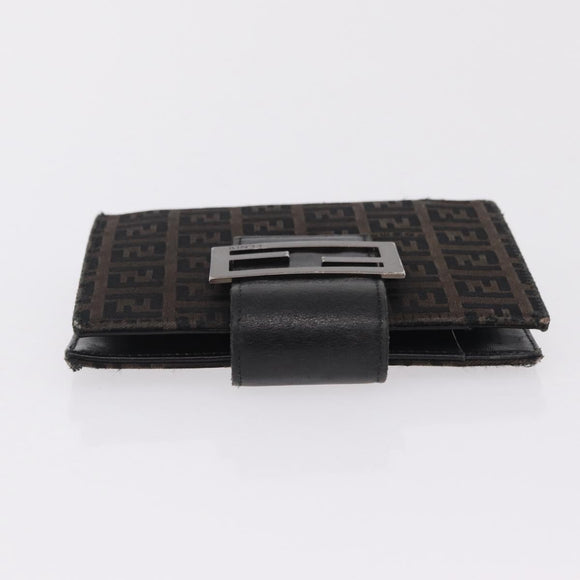 FENDI Zucchino Canvas Day Planner Cover Navy Silver Auth bs37215
