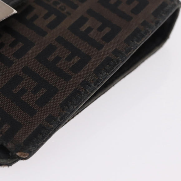 FENDI Zucchino Canvas Day Planner Cover Navy Silver Auth bs37215