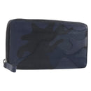 VALENTINO Long Wallet Canvas Navy Silver Auth bs37216-1