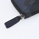 VALENTINO Long Wallet Canvas Navy Silver Auth bs37216-8