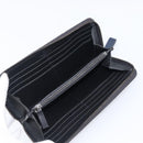 VALENTINO Long Wallet Canvas Navy Silver Auth bs37216-9