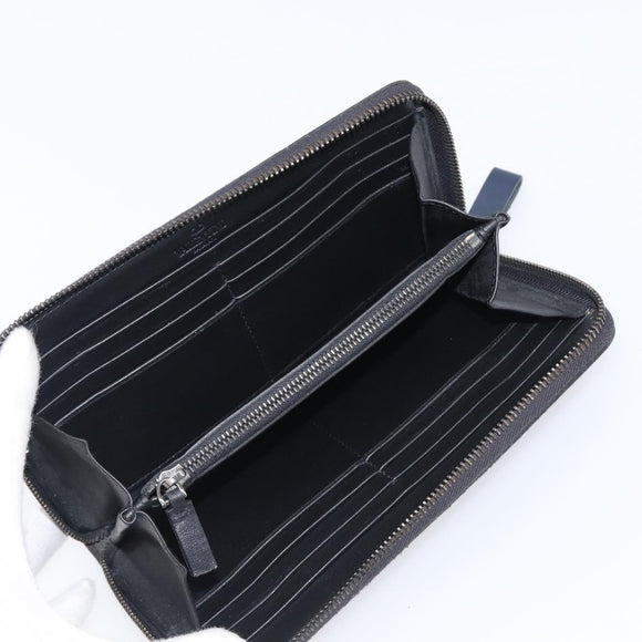 VALENTINO Long Wallet Canvas Navy Silver Auth bs37216