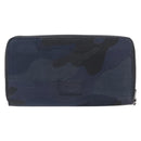 VALENTINO Long Wallet Canvas Navy Silver Auth bs37216-2