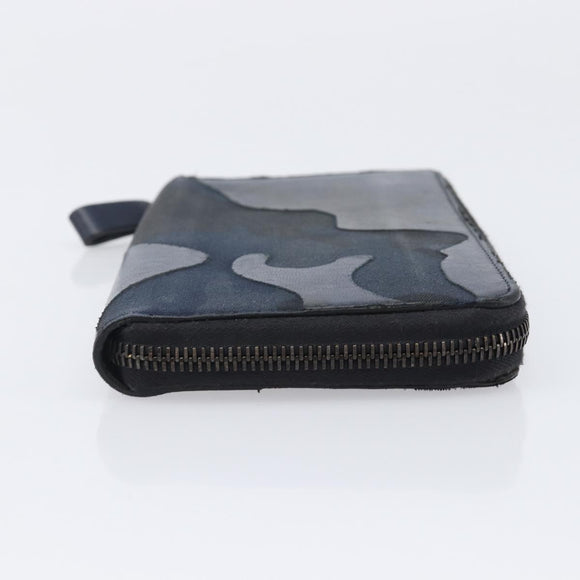 VALENTINO Long Wallet Canvas Navy Silver Auth bs37216