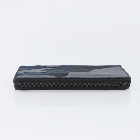VALENTINO Long Wallet Canvas Navy Silver Auth bs37216