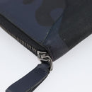 VALENTINO Long Wallet Canvas Navy Silver Auth bs37216-14