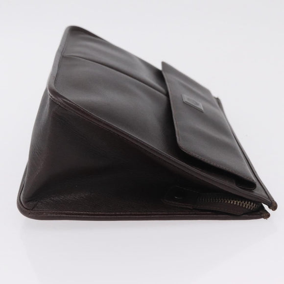 Gianni Versace Clutch Bag Leather Brown Auth bs37217