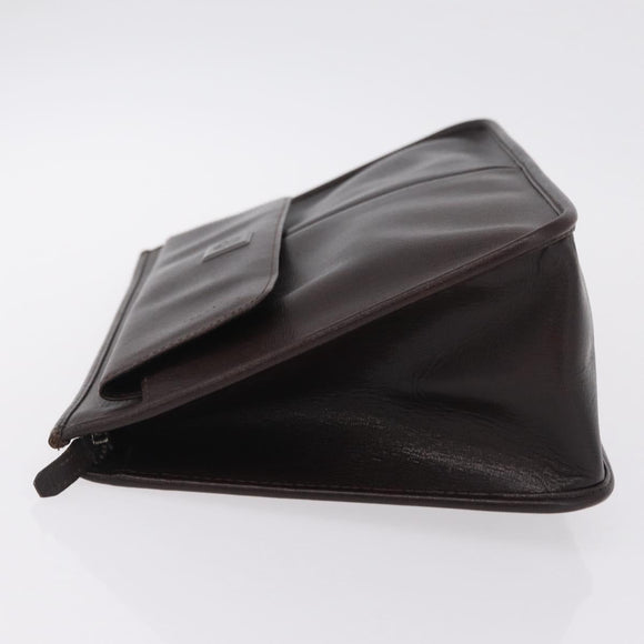 Gianni Versace Clutch Bag Leather Brown Auth bs37217
