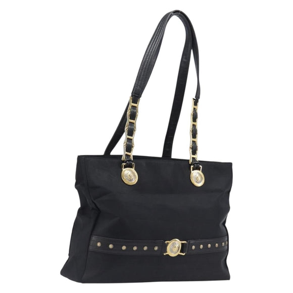 Gianni Versace Tote Bag Nylon Navy Gold Auth bs37218
