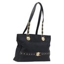 Gianni Versace Tote Bag Nylon Navy Gold Auth bs37218-1