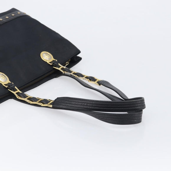 Gianni Versace Tote Bag Nylon Navy Gold Auth bs37218