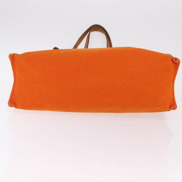 HERMES Etriviere Elan Shoulder Bag Canvas Orange Silver Auth bs37219