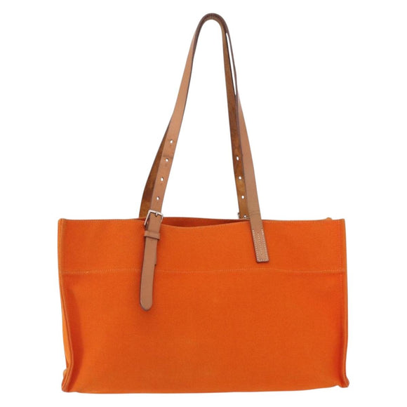HERMES Etriviere Elan Shoulder Bag Canvas Orange Silver Auth bs37219