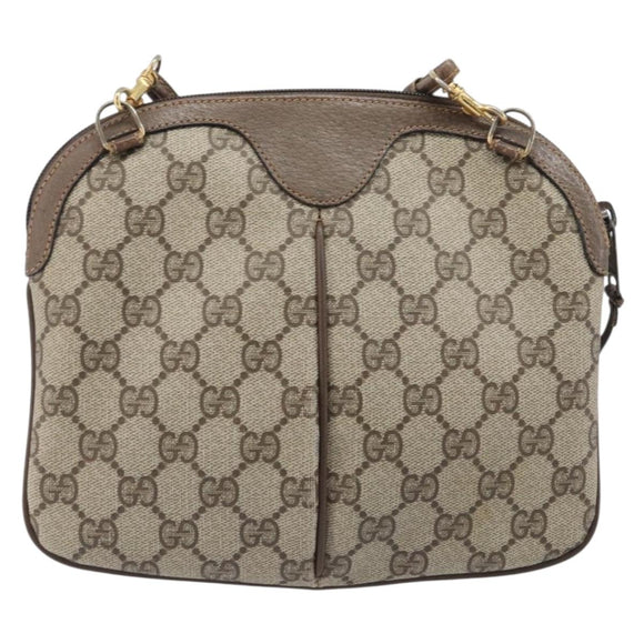 GUCCI GG Supreme Web Sherry Line Bag PVC Beige Gold 904 02 047 Auth bs37222