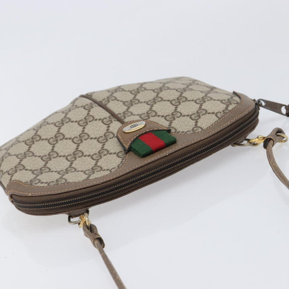 GUCCI GG Supreme Web Sherry Line Bag PVC Beige Gold 904 02 047 Auth bs37222