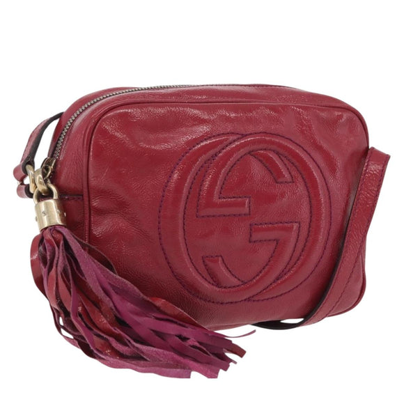 GUCCI Shoulder Bag Patent leather Pink Gold 308364 Auth bs37224