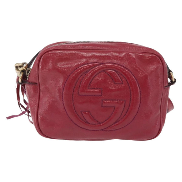 GUCCI Shoulder Bag Patent leather Pink Gold 308364 Auth bs37224