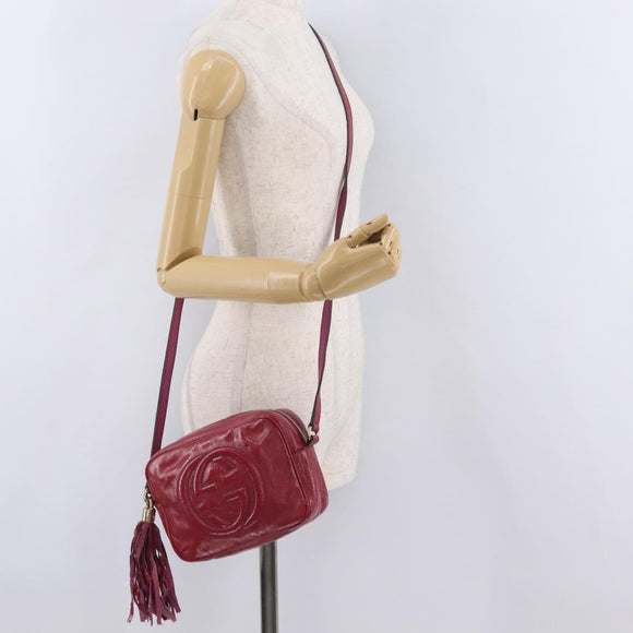 GUCCI Shoulder Bag Patent leather Pink Gold 308364 Auth bs37224