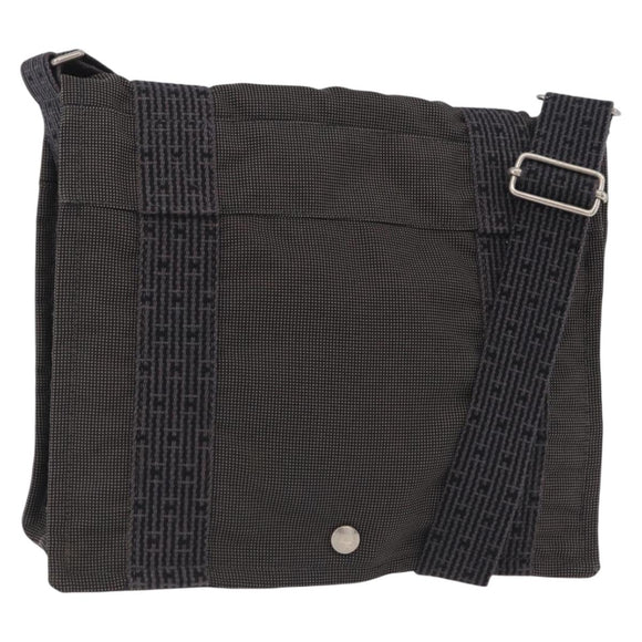 HERMES Her Line Bassus PM Shoulder Bag Canvas Gray Auth bs37227