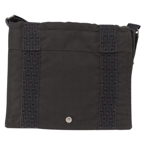 HERMES Her Line Bassus PM Shoulder Bag Canvas Gray Auth bs37227
