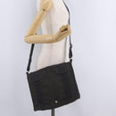 HERMES Her Line Bassus PM Shoulder Bag Canvas Gray Auth bs37227-26