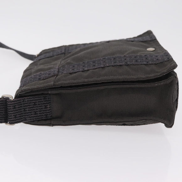 HERMES Her Line Bassus PM Shoulder Bag Canvas Gray Auth bs37227