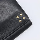 CELINE Long Wallet Leather Gold Black Auth bs37228-8