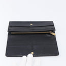 CELINE Long Wallet Leather Gold Black Auth bs37228-9