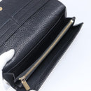CELINE Long Wallet Leather Gold Black Auth bs37228-10
