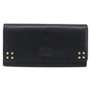CELINE Long Wallet Leather Gold Black Auth bs37228-13