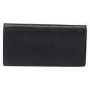CELINE Long Wallet Leather Gold Black Auth bs37228-2
