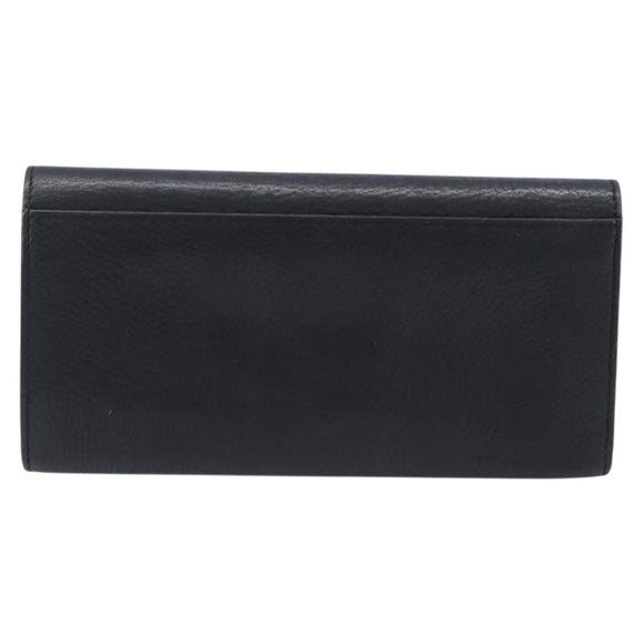 CELINE Long Wallet Leather Gold Black Auth bs37228
