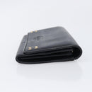 CELINE Long Wallet Leather Gold Black Auth bs37228-3