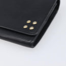 CELINE Long Wallet Leather Gold Black Auth bs37228-7