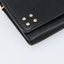 CELINE Long Wallet Leather Gold Black Auth bs37228-14