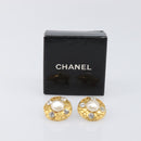 CHANEL Earring Metal Gold Tone White CC Auth bs37230-12