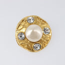 CHANEL Earring Metal Gold Tone White CC Auth bs37230-4
