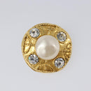 CHANEL Earring Metal Gold Tone White CC Auth bs37230-8