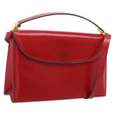 Christian Dior Hand Bag Leather 2way Red Gold Tone Auth bs37235-1
