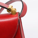 Christian Dior Hand Bag Leather 2way Red Gold Tone Auth bs37235-9