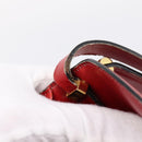Christian Dior Hand Bag Leather 2way Red Gold Tone Auth bs37235-10